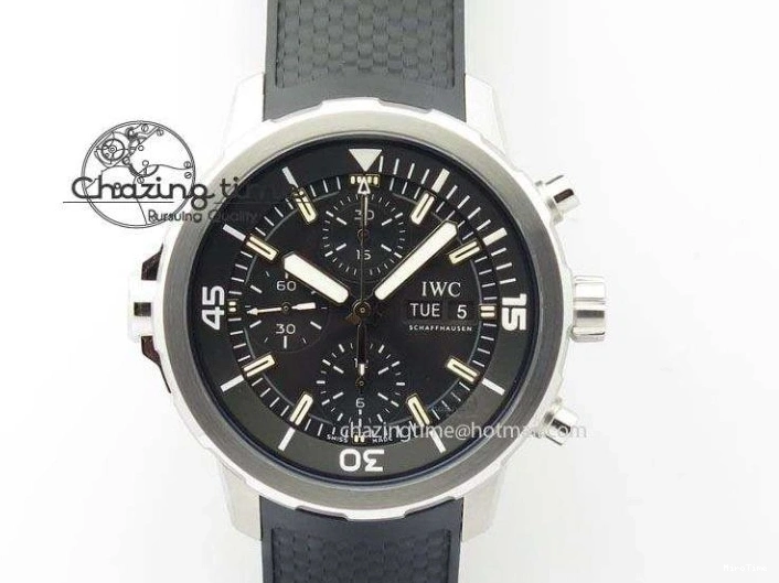 MIROTIME 0225 Aquatimer Chrono IW376803 V6F 1:1 Best Edition Black Dial On Rubber Strap A Stretchable 7280